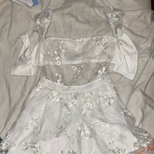 Off the shoulder white lacy romper